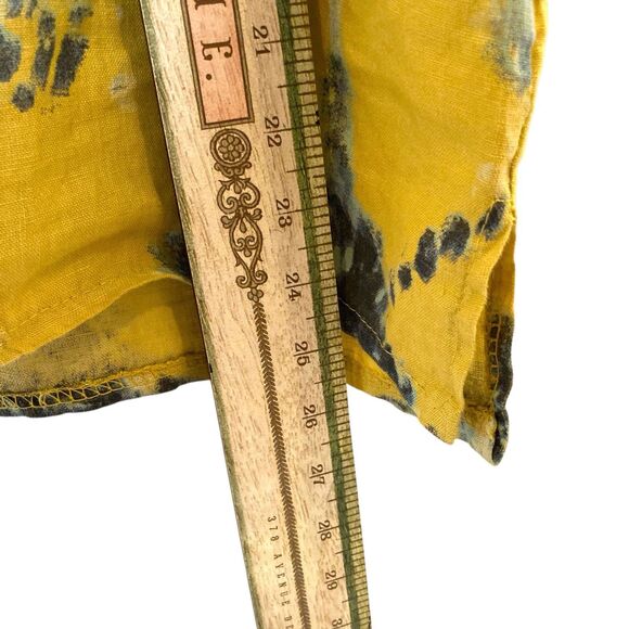 Bellambra Made in Italy Linen Tie Dye Blouse Yellow Blue Flowy Beachy Top Size S - Picture 7 of 11